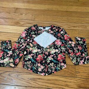 SHEIN Floral Blouse - Black and Pink